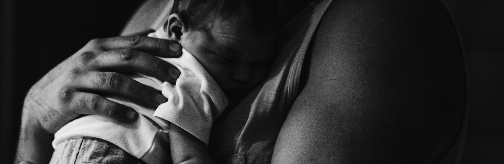 Father with baby in night