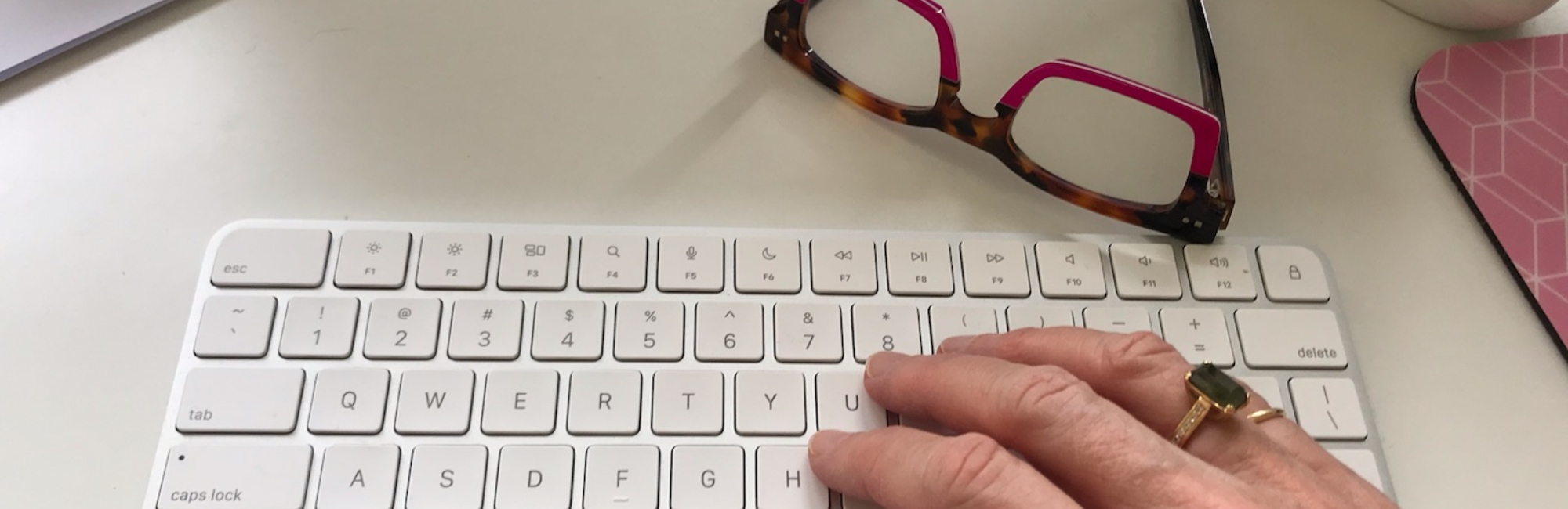 My hand at keyboard